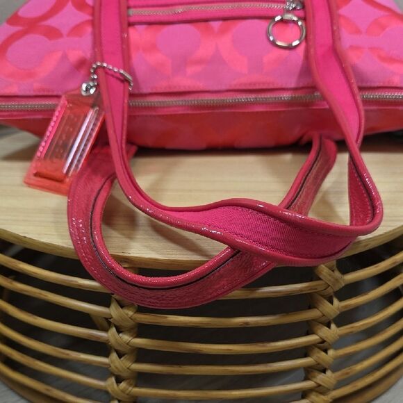 Coach Hot Pink Op Art C Signature Tote Bag - Picture 9 of 12